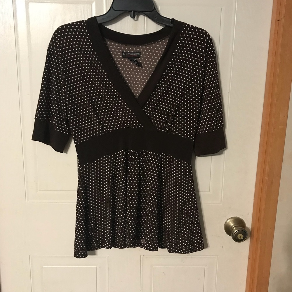 Brown polka dot shirt